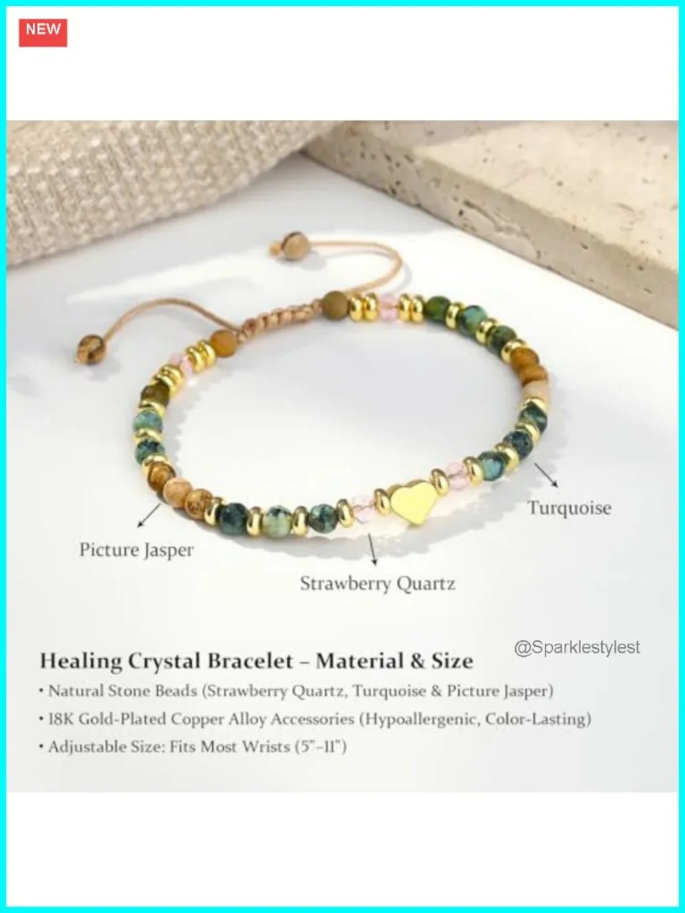 Heart Charm Beaded Bracelet Gift for Women Sister